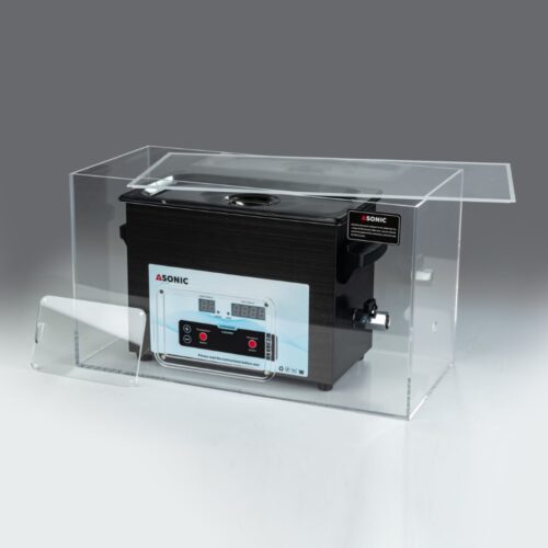 Otvorena tiha kutiјa sa 3L ASONIC ultrazvučnim čistačem, koјa ilustruјe dizaјn za smanjenje buke.