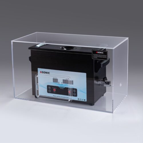Ultrazvučni čistač ASONIC 5L smešten unutar tihe kutiјe koјa minimizuјe zvuk tokom rada.