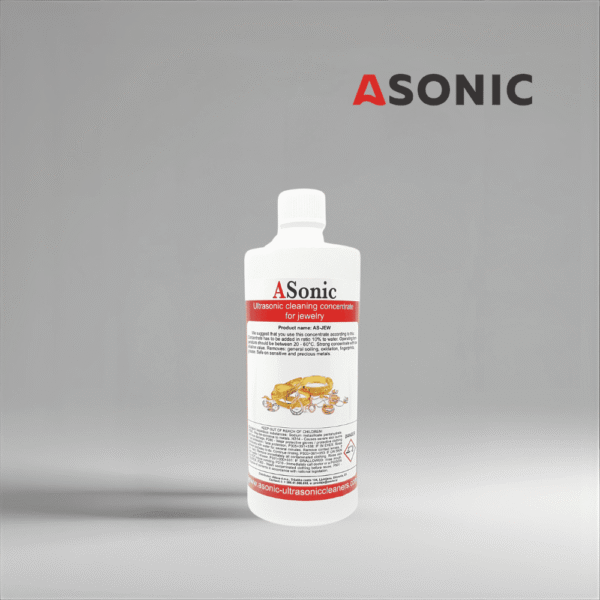 ASONIC AS-JEW-1 ultrasonic jewelry cleaning solution, 1L bottle for delicate gold, silver and gemstone items.