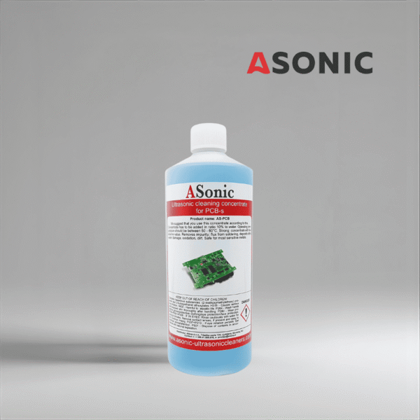 ASONIC PCB-1 ultrasonic detergent, 1L solution for safe and precise cleaning of printed circuit boards and electronics.