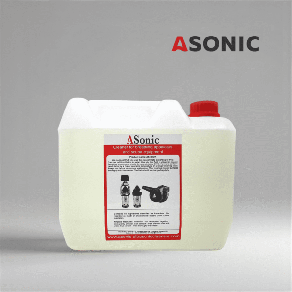 ASONIC AS-BIOX-5 biodegradable ultrasonic cleaning solution, 5L eco-friendly detergent for professional applications.